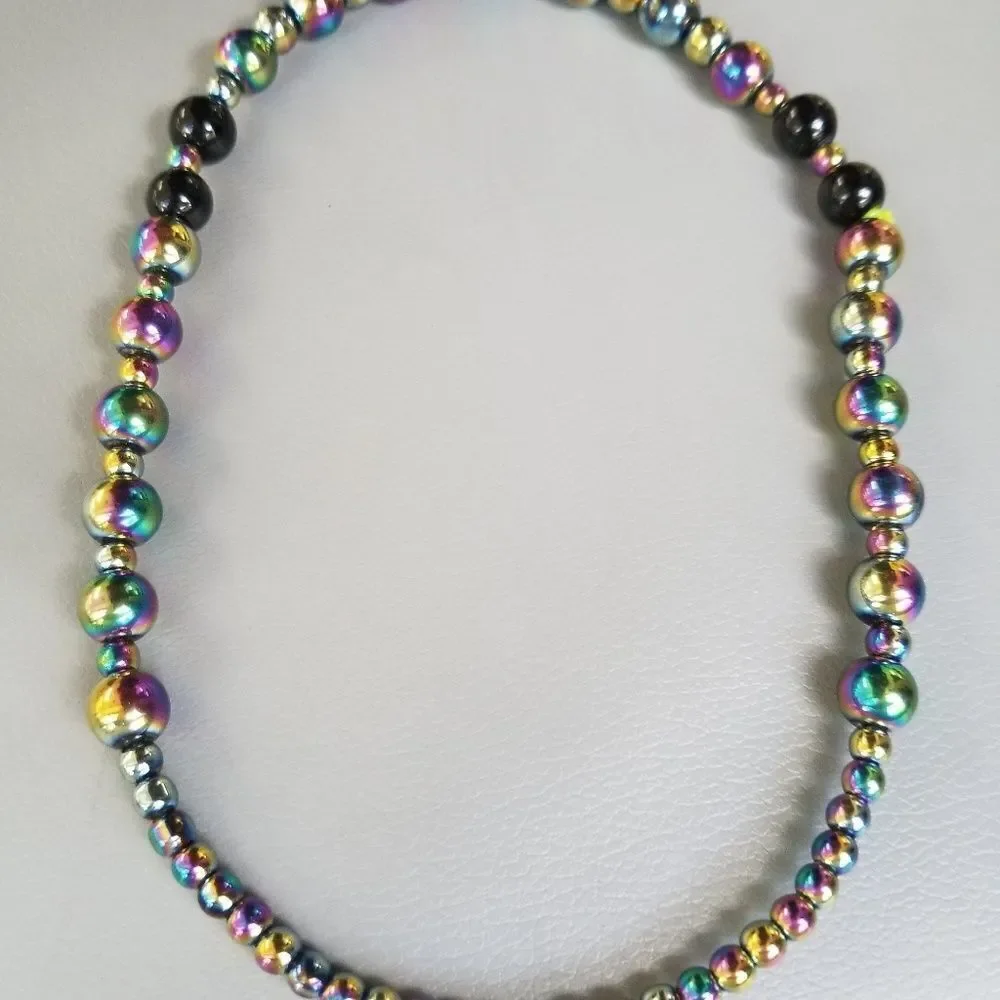 Cool galaxy metallic or stone skull charm beaded bracelet